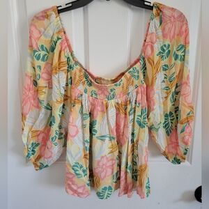 Rip Curl Women's Follow The Sun Off-the-shoulder Floral Crop Top Size Small